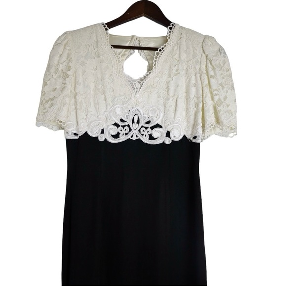 SOLD Scott McClintock Vintage 90's Lace Neckline Formal Long Dress Cocktail Gown - Picture 6 of 16